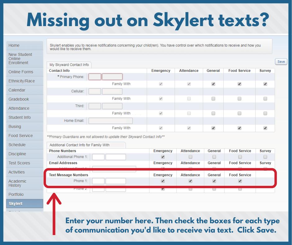 how to sign up for Skylert texts