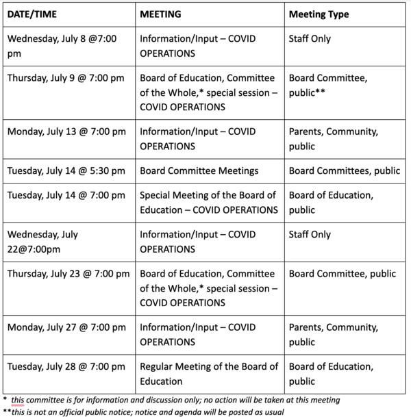 Virtual Meeting Schedule (English)